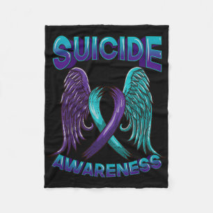 Suicide Awareness Ribbon With Wings Suicide Surviv Fleece Blanket