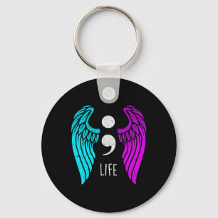 Suicide Awareness - Semi Colon Life Angel Key Ring