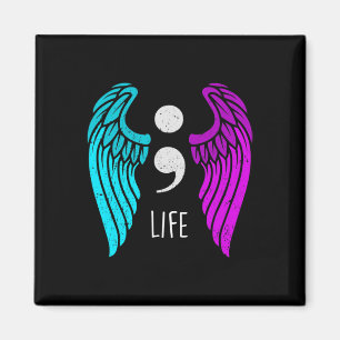Suicide Awareness - Semi Colon Life Angel Magnet