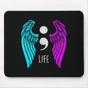 Suicide Awareness - Semi colon Life Angel Mouse Mat