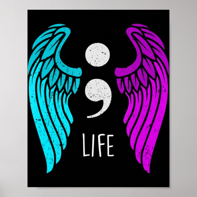 Suicide Awareness  - Semi colon Life Angel Poster (Front)