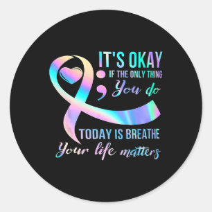 Suicide Awareness Semicolon 988 Gift Ideas Classic Round Sticker