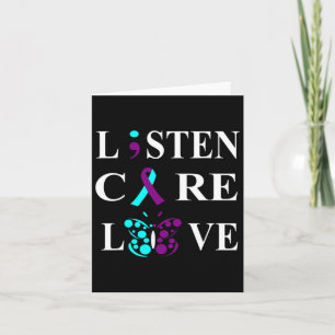 Suicide Awareness Semicolon Purple Teal Ribbon Gif Card