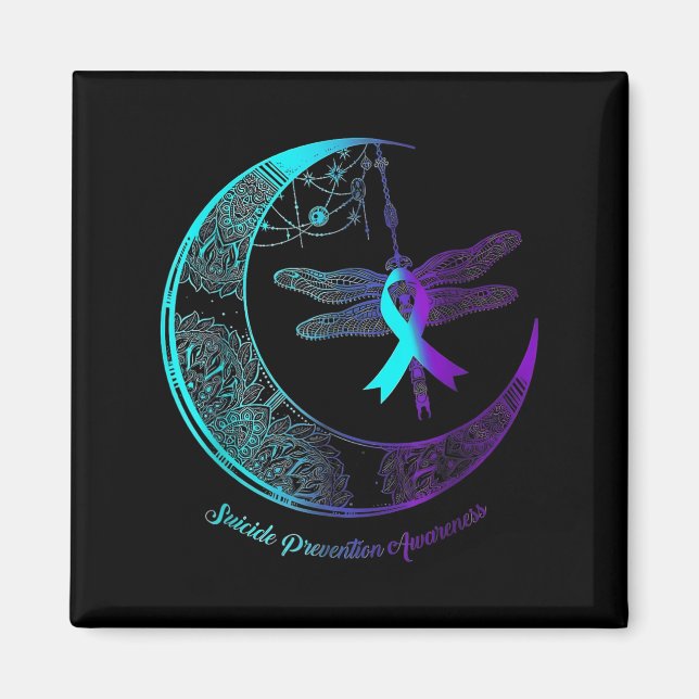 Suicide Awareness Shirt Dragonfly Moon Suicide Pre Magnet (Front)