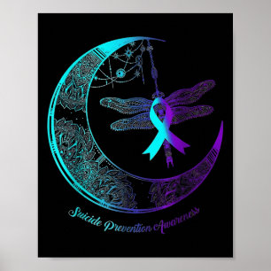 Suicide Awareness Shirt Dragonfly Moon Suicide Pre Poster