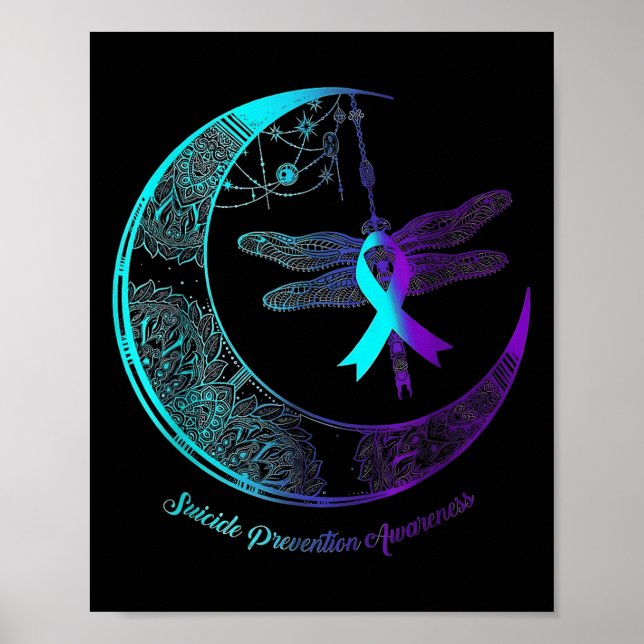 Suicide Awareness Shirt Dragonfly Moon Suicide Pre Poster (Front)