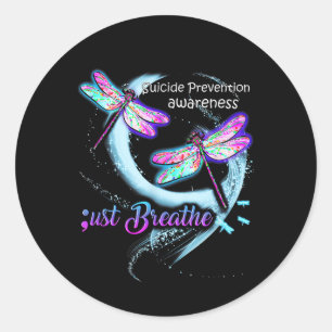 Suicide Awareness Shirt Just Breathe Suicide Preve Classic Round Sticker