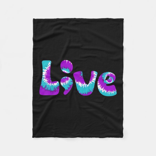 Suicide Awareness Shirt Live Semicolon Teal Fleece Blanket (Front)