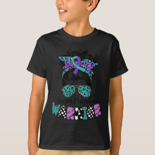 Suicide Awareness Shirt Messy Bun Hair Suicide Pre