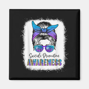 Suicide Awareness Shirt Messy Bun Hair Suicide Pre Magnet