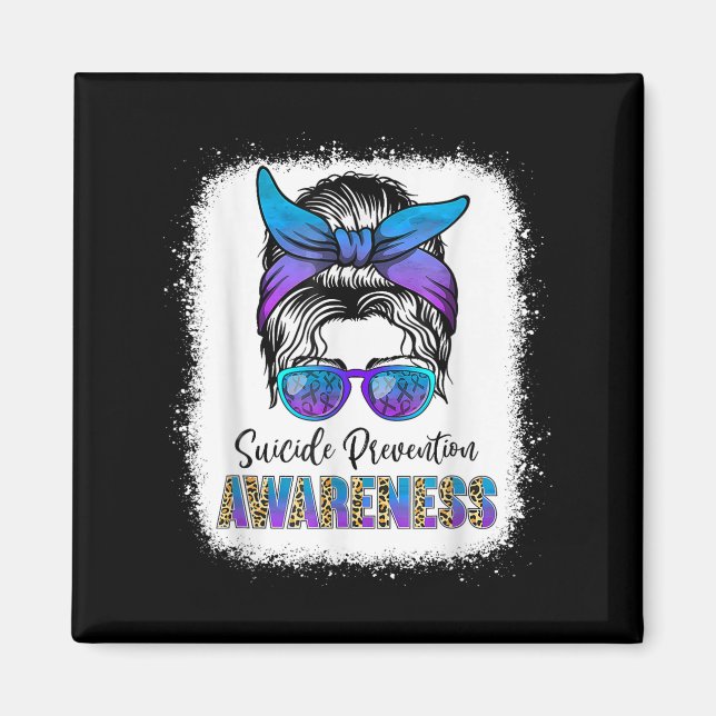 Suicide Awareness Shirt Messy Bun Hair Suicide Pre Magnet (Front)