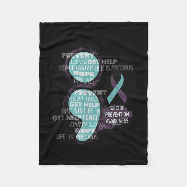 Suicide Awareness Shirt Suicide Prevention Semicol Fleece Blanket (Front)