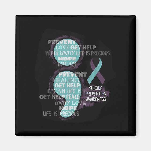 Suicide Awareness Shirt Suicide Prevention Semicol Magnet (Front)