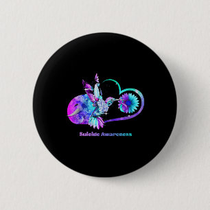 Suicide Awareness Shirt Sunflower Heart Purple 6 Cm Round Badge