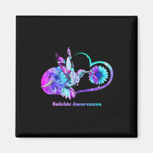 Suicide Awareness Shirt Sunflower Heart Purple Magnet