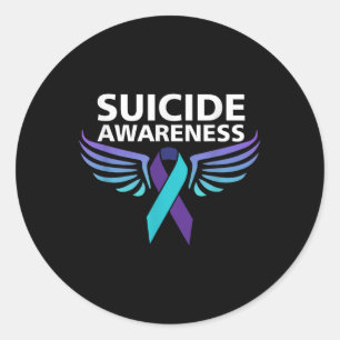 Suicide Awareness Shirt Wings And Ribbon Suicide Classic Round Sticker