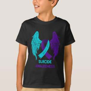 Suicide Awareness Shirt Wings And Ribbon Teal And