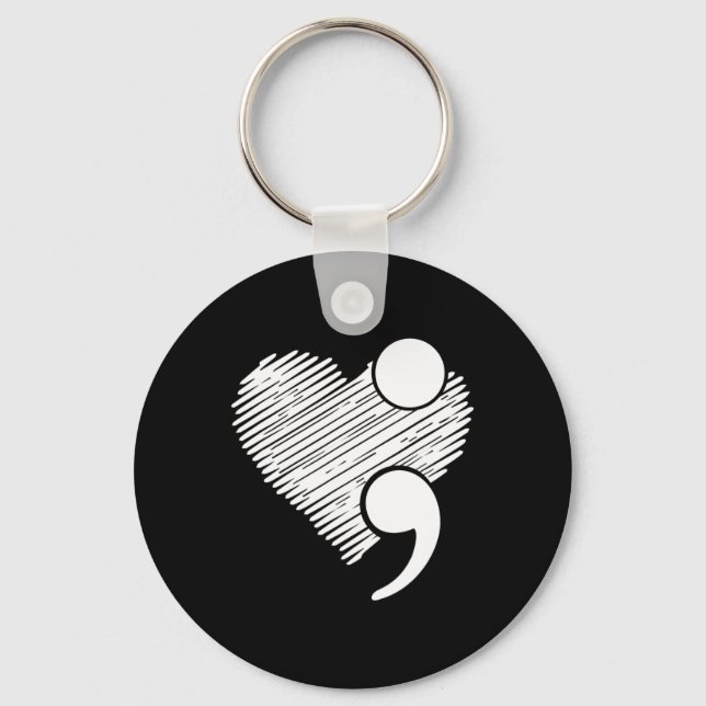 Suicide Awareness - Suicide Prevention Heart Semic Key Ring (Front)