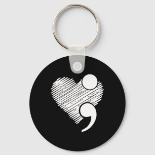 Suicide Awareness - Suicide Prevention Heart Semic Key Ring