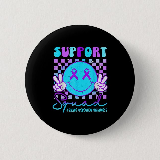 Suicide Awareness Teal &amp; Purple Ribbon Suprt G 6 Cm Round Badge (Front)