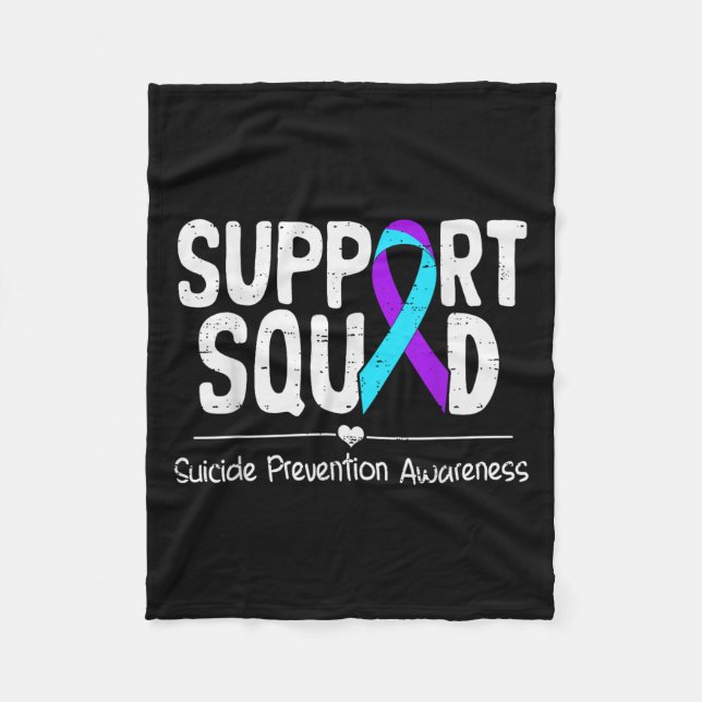 Suicide Awareness Teal &amp; Purple Ribbon Suprt M Fleece Blanket (Front)