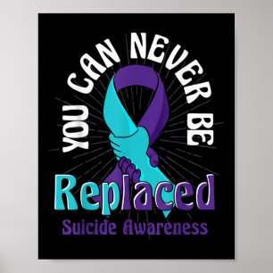 Suicide Awareness Teal Purple Ribbon Suicide Preve Poster