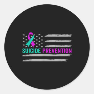 Suicide Awareness Usa American Flag Mental Health  Classic Round Sticker