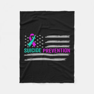 Suicide Awareness Usa American Flag Mental Health Fleece Blanket