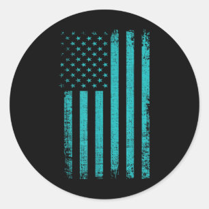 Suicide Awareness Usa Flag Teal Purple American Classic Round Sticker