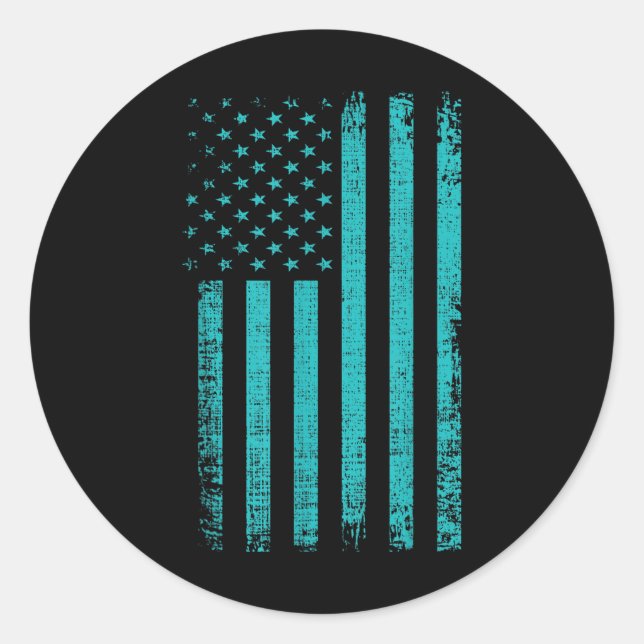 Suicide Awareness Usa Flag Teal Purple American Classic Round Sticker (Front)
