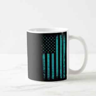 Suicide Awareness Usa Flag Teal Purple American Coffee Mug