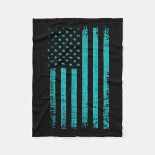 Suicide Awareness Usa Flag Teal Purple American Fleece Blanket