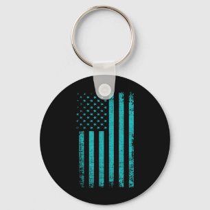 Suicide Awareness Usa Flag Teal Purple American Key Ring