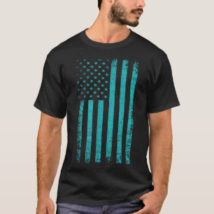 Suicide Awareness Usa Flag Teal Purple American T-Shirt