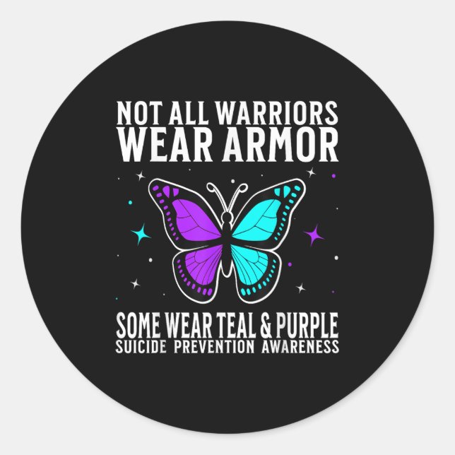 Suicide Awareness Warrior Suicide Prevention Aware Classic Round Sticker (Front)