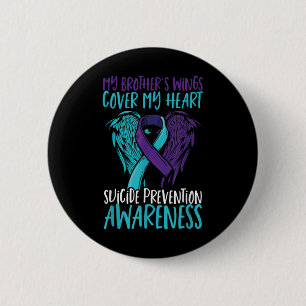 Suicide Awareness Wings &amp; Ribbon Suicide 6 Cm Round Badge