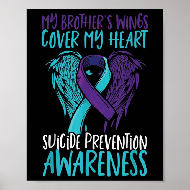 Suicide Awareness Wings &amp; Ribbon Suicide Poster (Front)