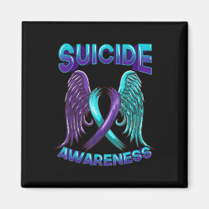 Suicide Awareness  Wings and Ribbon Suicide Preven Magnet