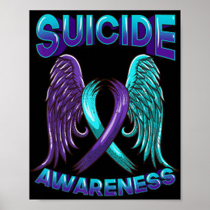 Suicide Awareness  Wings and Ribbon Suicide Preven Poster