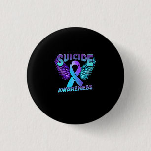 Suicide Awareness Wings And Ribbon Suicide Prevent 3 Cm Round Badge