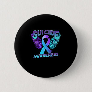 Suicide Awareness Wings And Ribbon Suicide Prevent 6 Cm Round Badge