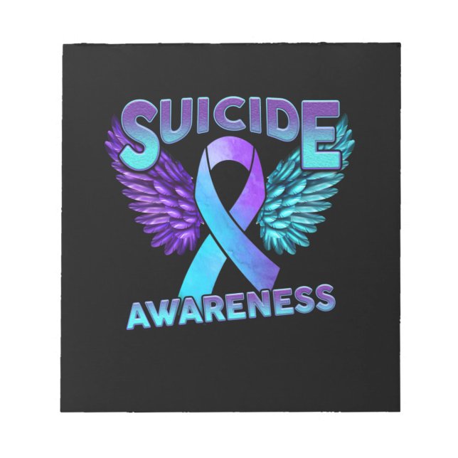 Suicide Awareness Wings And Ribbon Suicide Prevent Notepad (Front)