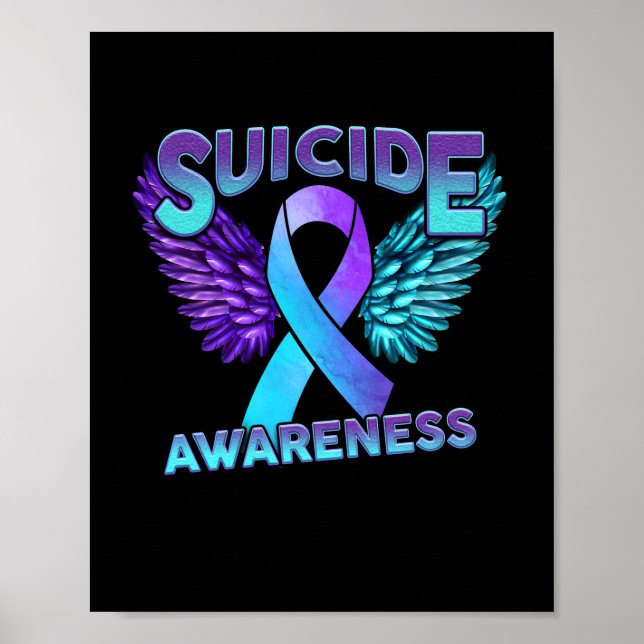 Suicide Awareness Wings And Ribbon Suicide Prevent Poster (Front)