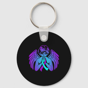 Suicide Awareness Wings Angel Ribbon Happy Support Key Ring