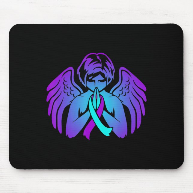 Suicide Awareness Wings Angel Ribbon Happy Support Mouse Mat (Front)