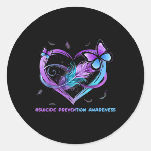 Suicide Awareness Wings Angel Ribbon, Suicide Classic Round Sticker
