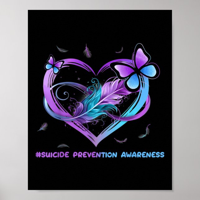 Suicide Awareness Wings Angel Ribbon, Suicide Poster (Front)
