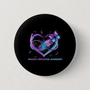 Suicide Awareness Wings Angel Ribbon, Suicide Prev 6 Cm Round Badge