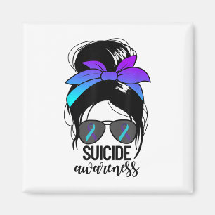 Suicide Awareness Womens Messy Bun Suicide Prevent Magnet
