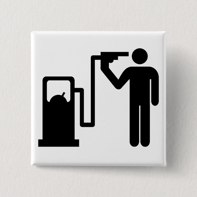 Suicide by petrol 15 cm square badge (Front)